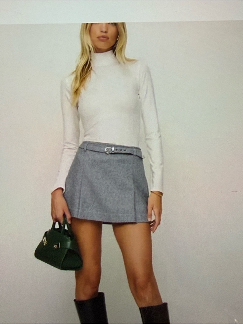 Reformation Light Gray Mini Skirt with Slim Belt